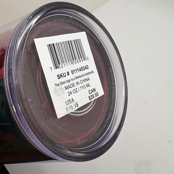 NWT 2023 Starbucks Pink Red Jellyfish FLORAL Foil Reflective 24oz Tumbler Venti - Picture 5 of 5